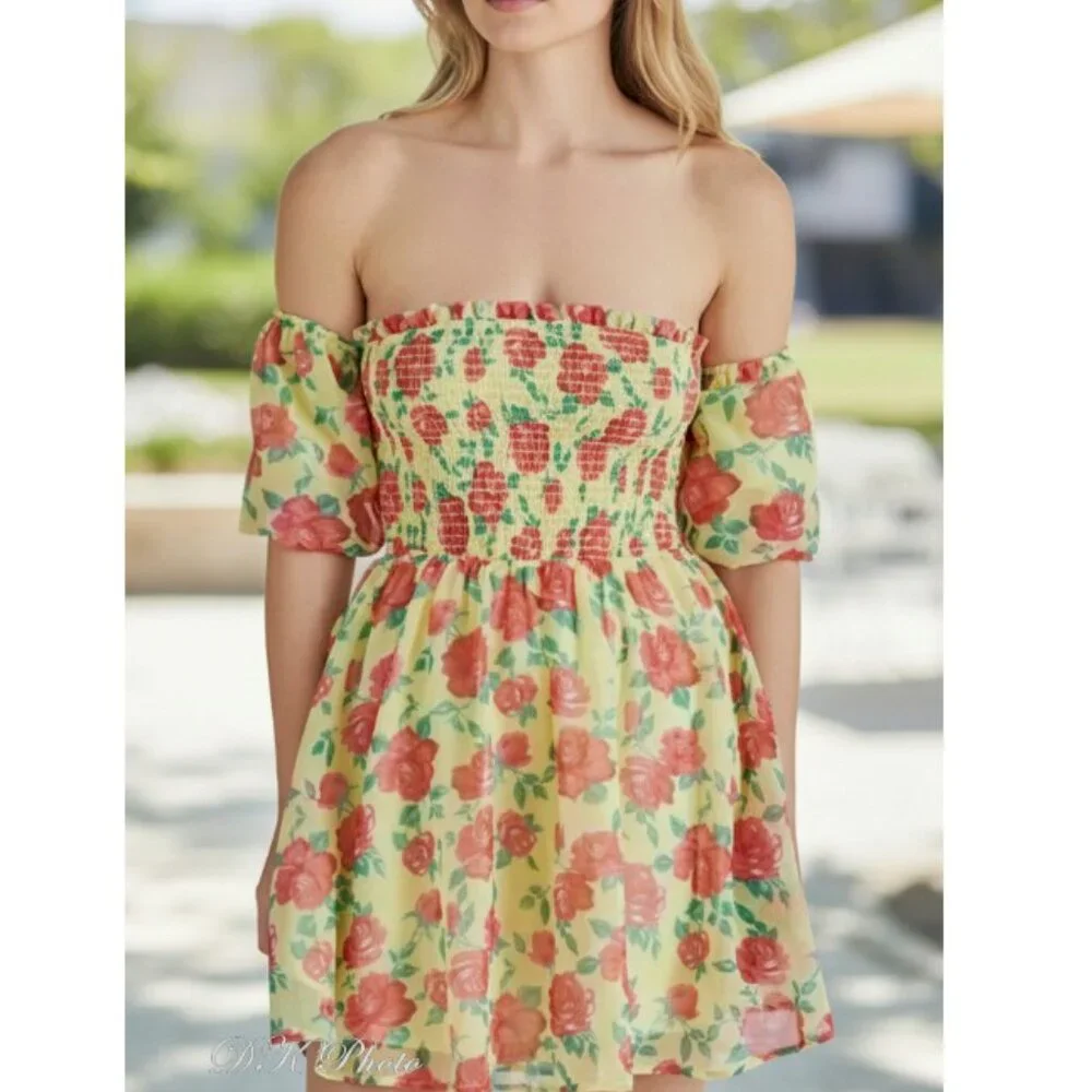 Betsey Johnson Women's Puff Sleeve Dress Size XL New NWT